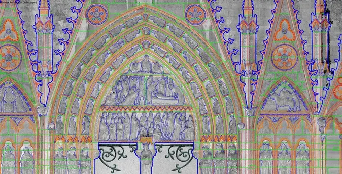 Ausschnitt des Sdportals am Querhaus des Notre Dame, CAD-Umzeichnung.