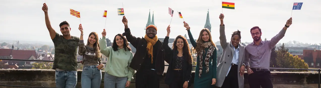 International Students Holding Flags