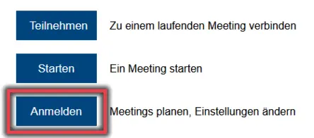Ansicht Anmelden bei Zoom im Browser