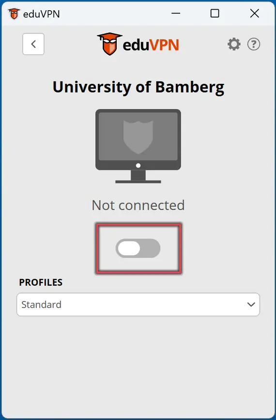 Display slider VPN connection