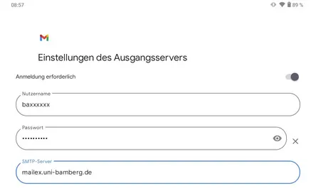 Postausgangsserver Konfiguration