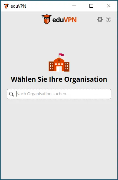 Anzeige eduVPN Suchmaske